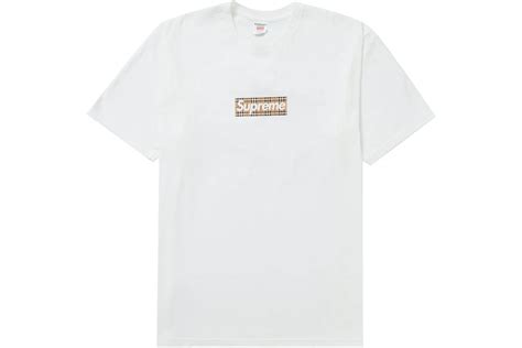 Supreme Burberry Box Logo Tee White Men's 